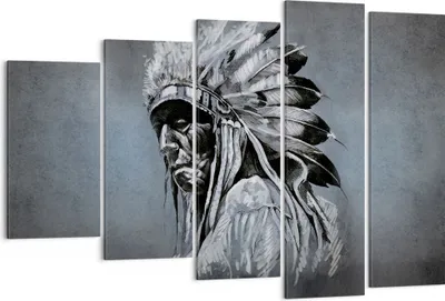 Produktbild von Bild auf Leinwand - Leinwandbild - 5 Teile - Inder Feder Mann - 150x100cm - Wand Bild - Wanddeko - Wandbilder - Leinwanddruck - Bilder - Wanddekoration - Leinwand bilder - Wandbild - EG150x100-4914