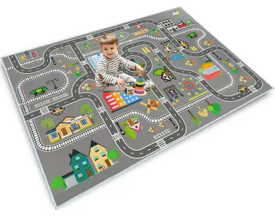 Kinderteppich Stadt Straßen Spielmatte 120x180 cm