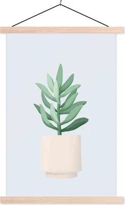 Produktbild von MuchoWow® Textilposter Pflanzen - Sukkulenten - Pastell 60x90 cm mit holzfarbenen Rahmen - Textil