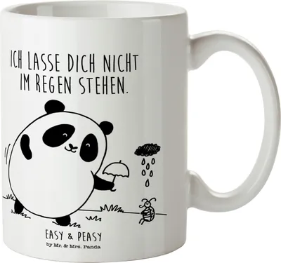 Produktbild von Mr. & Mrs. Panda Becher Panda Zusammenhalt - Weiß - Geschenk, Kaffeetasse, Teetasse, Tasse mit Spruch, Keramiktasse