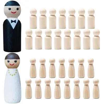 Produktbild von 30 Stück Holzfiguren zum Bemalen, DIY Bastelset für Kinder und kreative Dekoration