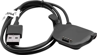 Produktbild von vhbw USB Ladekabel kompatibel mit Garmin Forerunner 25 (large) Smartwatch Fitnesstracker - Dockingstation Schwarz, 96 cm