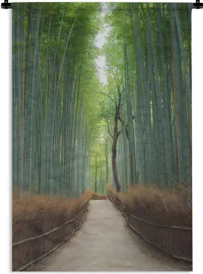 Produktbild von MuchoWow® Wandteppich Wandbehang Bambus - Weg - Wald 90x135 cm Tapisserie Dekoration Wandtuch - Baumwolle - Wandskulptur