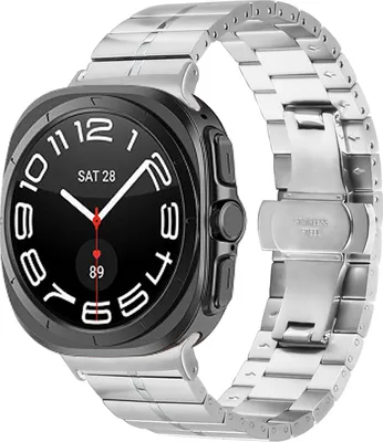 Produktbild von Strap-it Luxus-Metallarmband für Smartwatches mit Faltschließe - passend für die Samsung Galaxy Watch Ultra / Ultra 2025 47 mm (silber)