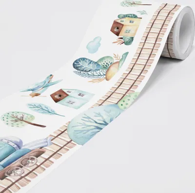 Produktbild von Selbstklebende Bordüre - Tapetenbordüre Wandbordüre - Dekorative Wandtatto - Bahnhof - auf 5,00 m x 0,15 m je Rolle