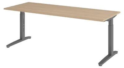 Produktbild von bümö Schreibtisch Serie-XB - Gestell: Graphit, Nachbildung: Eiche, Größe:  200 x 80 cm
