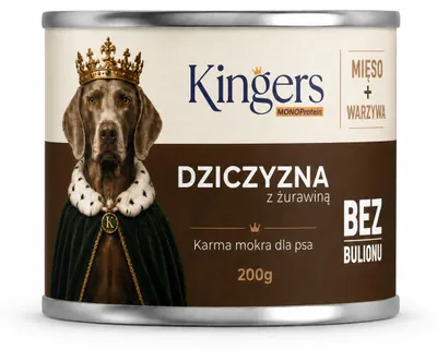 Zdjęcie produktu dla KINGERS Dziczyzna z żurawiną 200 g karma mokra dla psa, Obraz wygenerowany przez AI