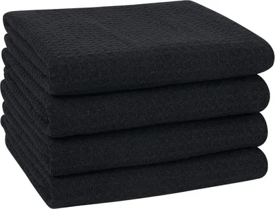 Produktbild von 4er Pack VIVOTE Microfaser Geschirrtücher 40x60cm Schwarz - Weiche & saugfähige Küchentücher
