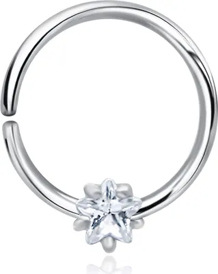 Produktbild von Ohrring Tragus Ohrpiercing 925 Sterling Silber vergoldet mit Zirkonia-Stern in verschiedenen Farben Material - Silber Farbe - Transparent