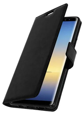 Image de Avizar, Flip Cover Stand Case Portefeuille & Stand pour Galaxy Note 8, Noir
