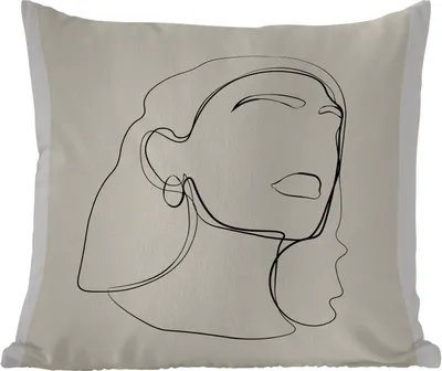 Produktbild von MuchoWow® Outdoor Kissen - Frauen - Linienkunst - Text - Zitate - 40x40 cm - Wetterfest - Lounge Kissen - Kopfkissen - Interieur - Polster mit Bild