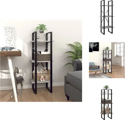 Zdjęcie produktu dla vidaXL Regał na książki 3 przegrody beton szary 40x30x105 cm materiał drewnopochodny - Regały i półki na książki