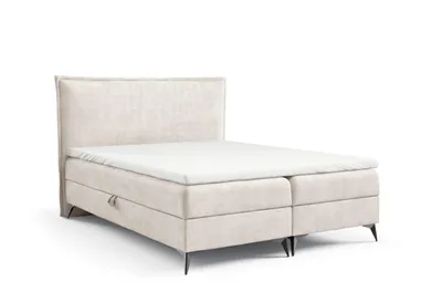 Produktbild von Boxspringbett 180x200 K16 SLIM mit Bettkasten, Samt Element 07, Bonellfederkern H3, Massivholz, gepolstertes Kopfteil, LieferungAufbauservice