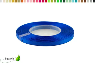 Produktbild von Satinband 6mm x 32m Rolle, Farbe:107 blau