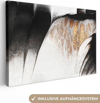 Produktbild von MuchoWow® - Leinwandbilder - Gold - Abstrakt - Design, Wandbild, Wanddeko Bilder Wohnzimmer, 90x60 cm