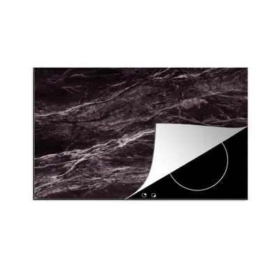 Produktbild von KitchenYeah© Herdabdeckplatte Marmor - Steine - Schwarz - Weiß , 81x52cm, Küche Deko, Glaskeramikkochfeld Herdabdeckung, Abdeckplatte fùr Kochfeld