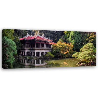 Produktbild von Leinwandbild Garten in Tokio Natur 150x50 Feeby Grün bild für die wand bereit zum aufhängen