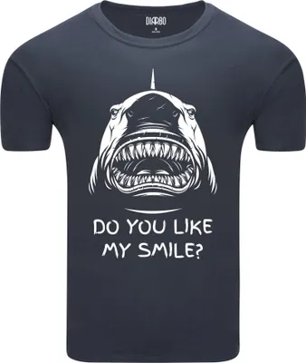 Produktbild von Diarbo Herren T-Shirt mit Lustiger Druck Lustiger Hai Dunkelgrau Gr.L