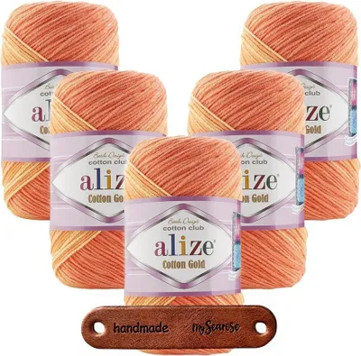Produktbild von 5 x ALIZE Baumwolle Gold Batik 7687 mit Label