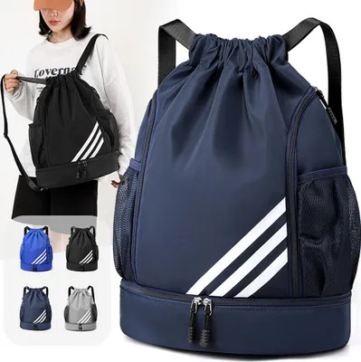 Produktbild von Sporttasche,Sport Rucksäcke,Turnbeutel Große Kapazität,Wasserdicht, mit Bodenfach und Breit Kordelzug,Beutel,Übernachtungstasche,Seesack Sport