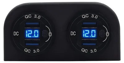 Produktbild von ProRide USB-Autolader, 4 Ports, QC3.0 36W, Voltmeter, Schalter, 12V, IP54