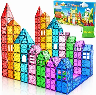 Productafbeelding van Magnetische bouwstenen, 40-delig – Magnetische bouwstenen voor kinderen vanaf 3 jaar – Creatief constructiespeelgoed voor jongens en meisjes – STEM-leerspeelgoed – Met opbergzak – Cadeau voor kinderen