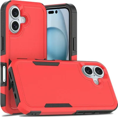 Produktbild von Mobigear Heavy Armor iPhone 16 Hülle Hardcase Backcover Stoßfest - Rot