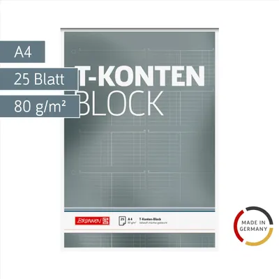 Produktbild von Brunnen Briefpapierblock T-Konten-Block A4 25Bl, A4, blanko, 25 Stück, weiß