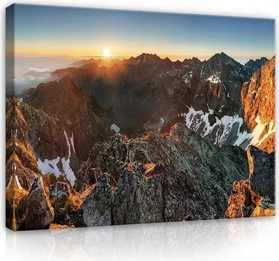 Produktbild von Leinwandbild Berge Natur Landschaft 120x80 cm XXL Modern Canvas Bilder Leinwandbilder Schlafzimmer Wohnzimmer Wandbilder Kunstdruck Wand Bild auf Leinwand Aufhängefertig