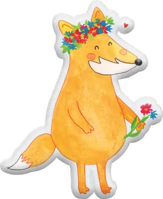Produktbild von Mr. & Mrs. Panda Dekokissen Fuchs Blumen 25 cm - Weiß - Geschenk, Ich, Stofftier, Blume, Blumenliebe, kissen tier, Kuscheltier, Plüschtier, Boho, Kuschelkissen, Liebe