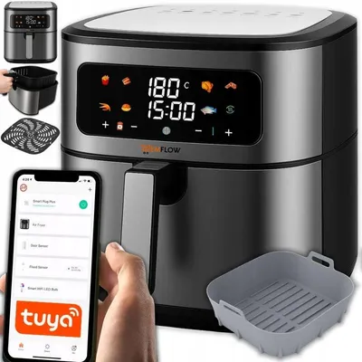 Produktbild von MEMFLOW Heißluftfritteuse 8L XXL 1800W Airfryer mit WLAN Tuya App 8 Programme Touchdisplay