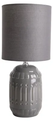 Image de Lampe de table, céramique textile, gris, H 30 cm