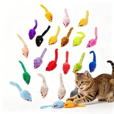Immagine prodotto di Set di 12 topolini di peluche per gatti, giocattoli interattivi con erba gatta