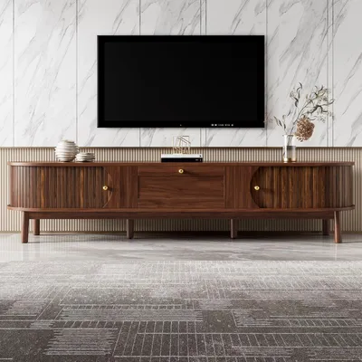 Obrázok produktu pre TV komoda 170 cm, orechová farba, 2 dvierka, 1 zásuvka, určená pre 70-palcovú televíziu