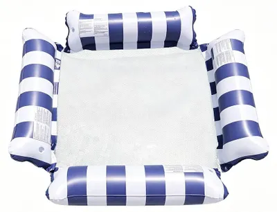 Produktbild von Aufblasbarer Wassersessel 4-Tuben Design Blau gestreift 122 x 122 cm