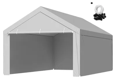 Zdjęcie produktu dla Wymienny dach wiaty samochodowej VEVOR, 3,65x6,09 m, przenośna plandeka garażowa ze ścianami bocznymi, odporna na promieniowanie UV, wytrzymała plandeka samochodowa, szara, stelaż nie wchodzi w zakres dostawy