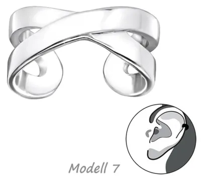 Produktbild von Ohrklemme Silber 925: Ear Cuff Ohrring ohne Loch / Ohrmanschette Modell 7