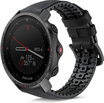Produktbild von Strap-it Polar Grit X Pro Silikon-/Lederarmband (Schwarz)