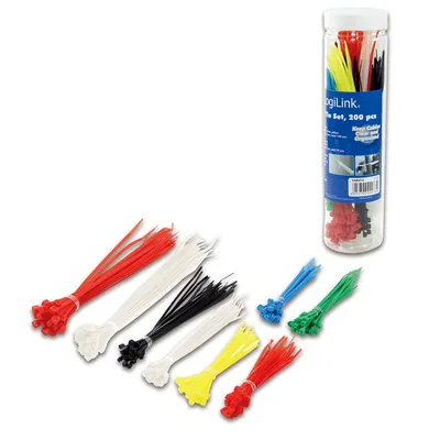Zdjęcie produktu dla LogiLink KAB0018, Nylon, Czarny, Niebieski, Zielony, Czerwony, Żółty, 200 mm, 36 mm