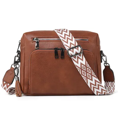 Produktbild von Schultertasche Damen Umhängetasche mit Verstellbar Abnehmbar Breiter Gurt Crossbody Bag Für Tägliches Arbeiten Verabredungen (Dunkelbraun)