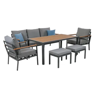 Produktbild von greemotion Lounge Set Bozen, Gartenmöbel-Set, modernes Design, Aluminium, für Garten, Balkon, Terrasse, grau