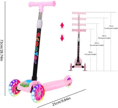 Produktbild von Stadtscooter mit Leuchträdern, 4-fach höhenverstellbar, rosa, Aluminium