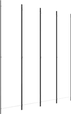 Several vertical poles of varying heights are arranged in a row against a white background.
