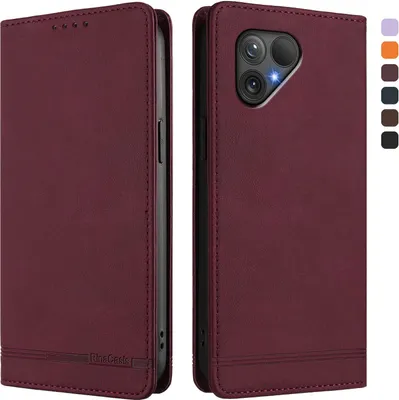 Produktbild von Hülle für Fairphone 5, Retro Kunstleder Ständer Klapphülle mit Kartenfächer und Magnetische Rot