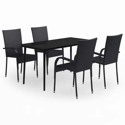 Produktbild von vidaXL 5-tlg. Garten-Essgruppe Schwarz