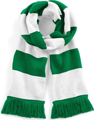 Immagine prodotto di Sciarpa unisex Beechfield, a righe, per adulti BC3955 (taglia unica) (verde irlandese/bianco)