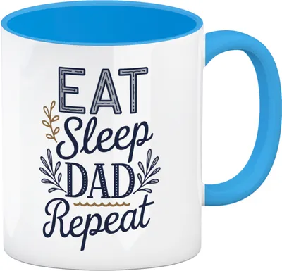 Produktbild von Eat Sleep Dad repeat Kaffeebecher in hellblau für Papas