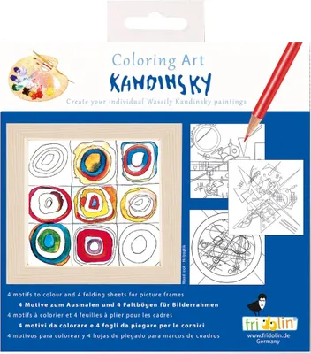 Obrázok produktu pre Fridolin omaľovánky umenie 4 obrázky na vyfarbovanie s rámom 15x15 cm Wassily Kandinksky