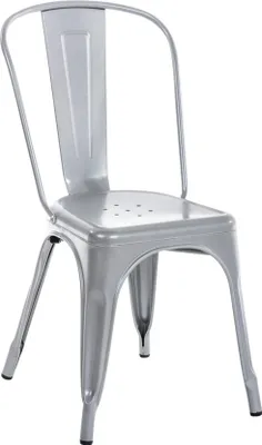 Obrázek produktu pro Kovová jídelní židle, průmyslový design, stohovatelná pro úsporu místa, barva: stříbrná