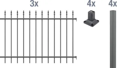 Produktbild von Alberts Zierzaun - Komplettset Chaussee, Höhe 100 cm, Länge 6 m, anthrazit, zum Aufschrauben